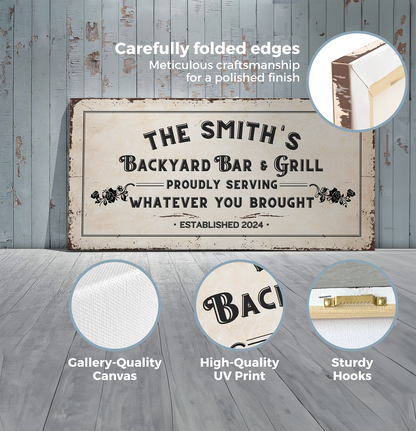 Backyard Bar and Grill Canvas | Personalized