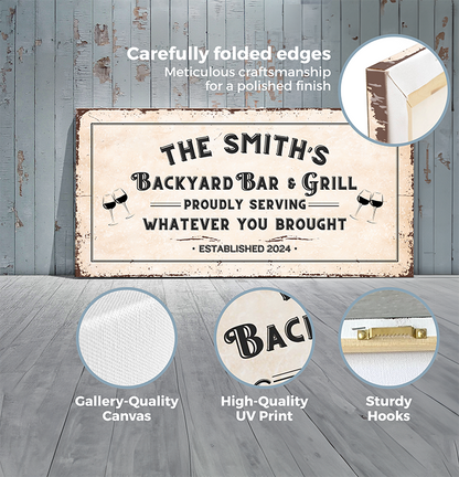 Backyard Bar and Grill Canvas (Free Shipping) | Personalized