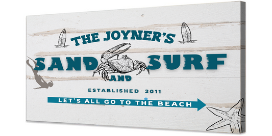 Sand and Surf Personalized Canvas Signage