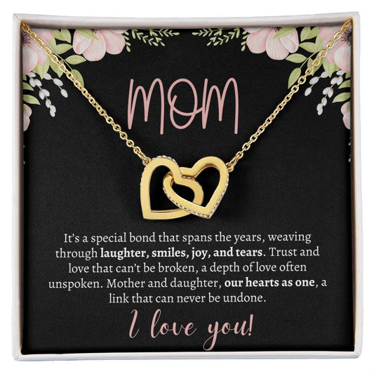 Mom, I Love You - Black | Interlocking Hearts Necklace