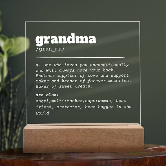 Grandma Definition | Square Acrylic LED Plaque