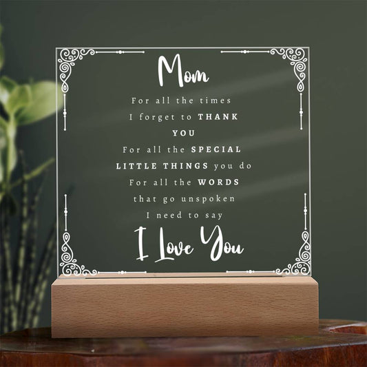 To My Mom | Square Acrylic LED Plaque