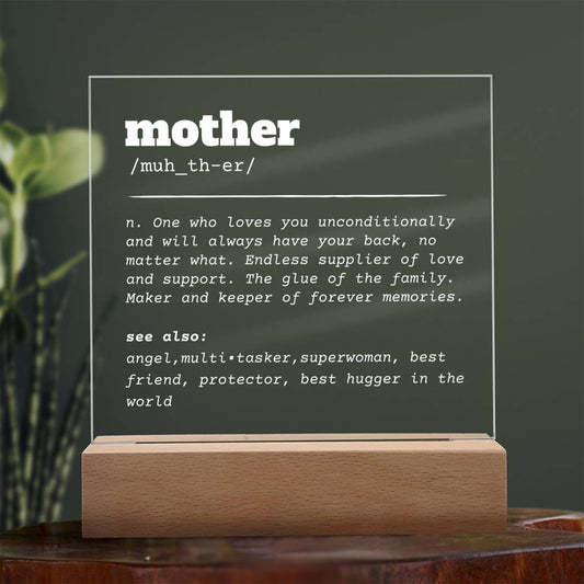 Mother Definition | Square Acrylic LED Plaque