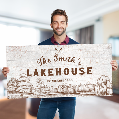 Lakehouse Vintage Design Canvas