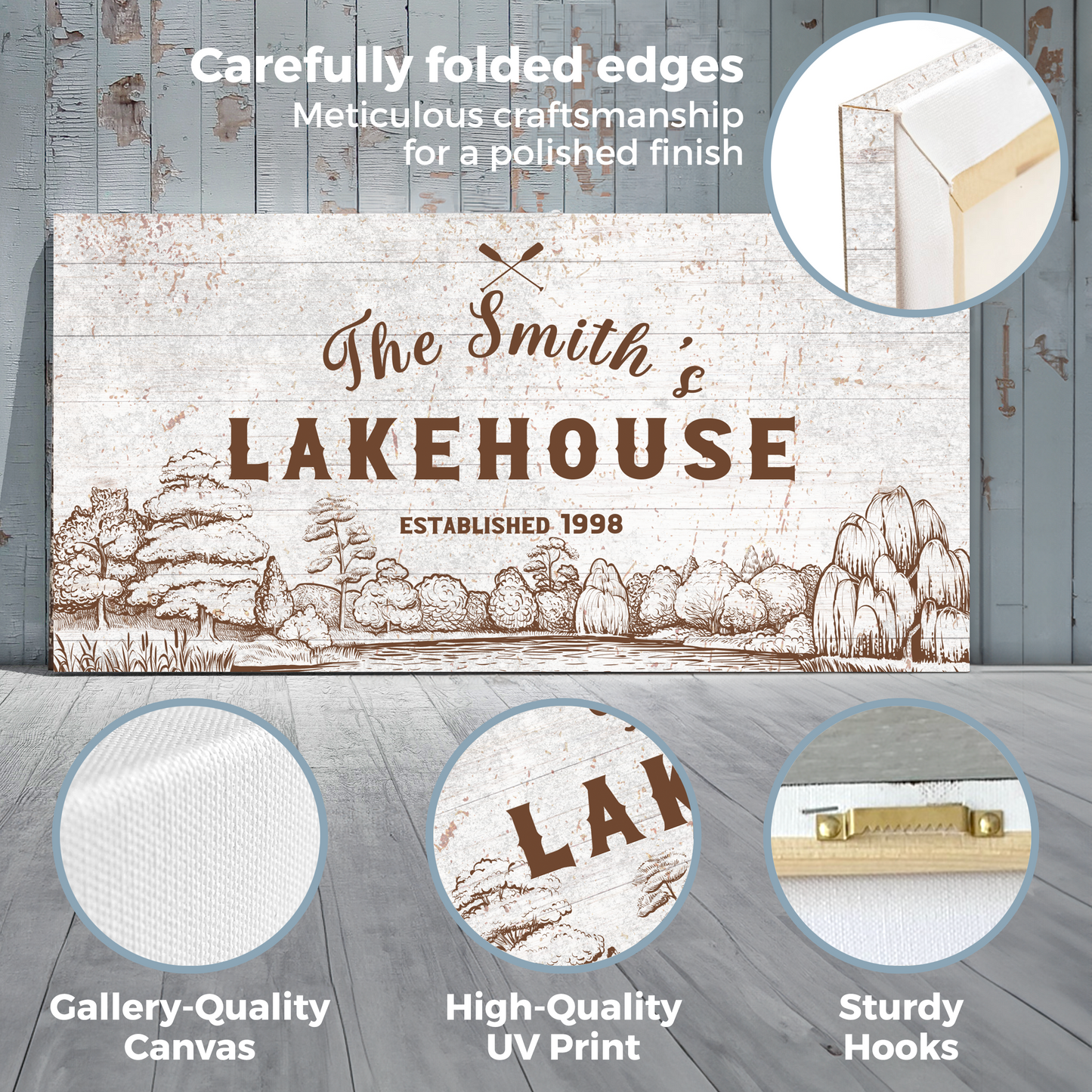 Lakehouse Vintage Design Canvas